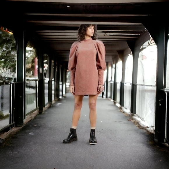 Ted Baker Tipto Exaggerated Long Sleeves Corduroy Mini Dress Size 1 US 4 - Picture 3 of 16